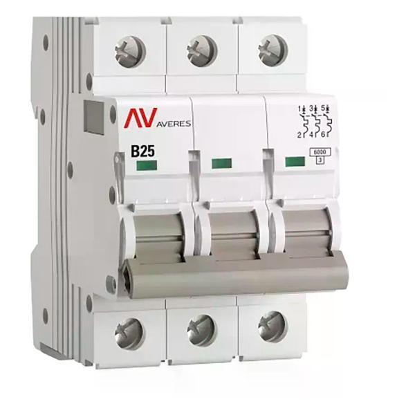 Изображение товара Автоматический выключатель EKF Выключатель автоматический 3п 6 кА 25 А B