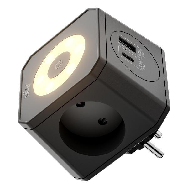 Изображение товара Тройник и переходник электрический AGNI TP-WJ2U3E-L-black