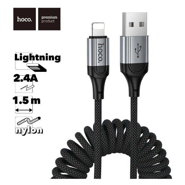 Изображение товара Кабель для смартфона, телефона Hoco X121 Nuevo Lightning 8-pin, 2.4A, пружина, 1.5м, нейлон Изображение товара Кабель для смартфона, телефона Hoco X121 Nuevo Lightning 8-pin, 2.4A, пружина, 1.5м, нейлон