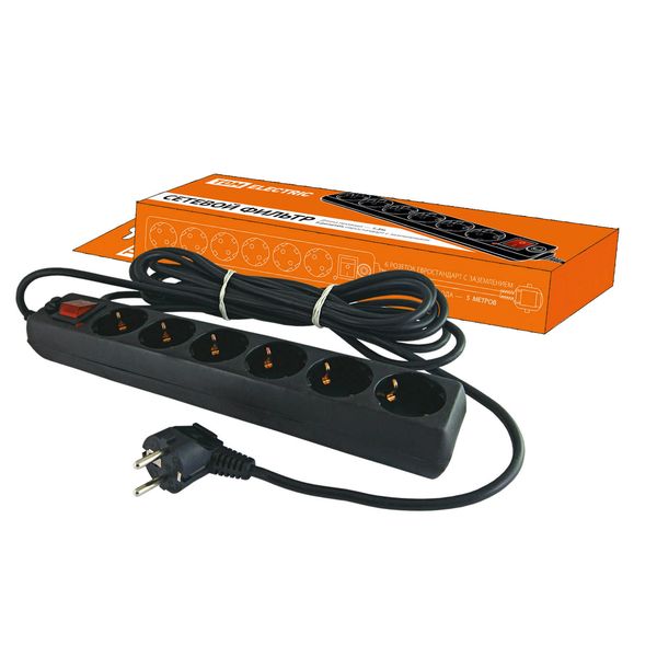 Изображение товара Сетевой фильтр TDM Electric SQ1304-0013 ПВС 3х1 6 гнезд черный