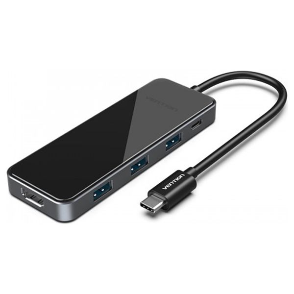 фото Разветвитель для компьютера vention usb-c/hdmi v2.0+3xusb3.0 otg/pd (thpbb)