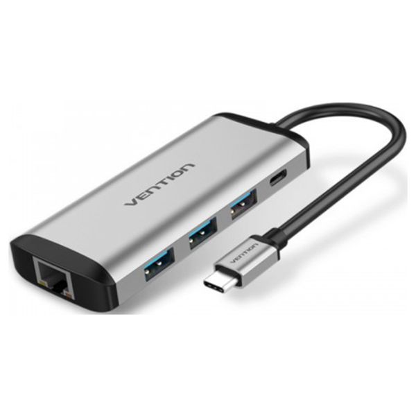 фото Разветвитель для компьютера vention usb-c/rj45 f+otg хаб 3xusb3.0+pd (tgdhb)