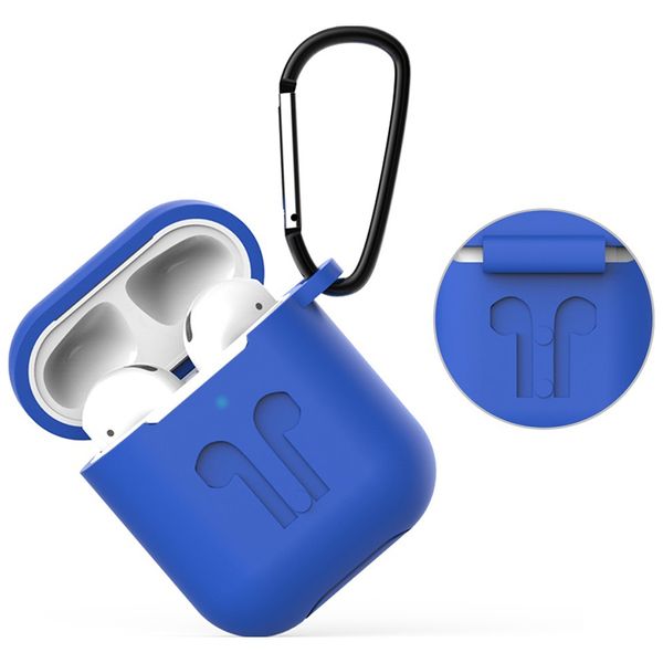 фото Чехол для airpods eva для 1/2 силиконовый с карабином blue (cbap01bl)