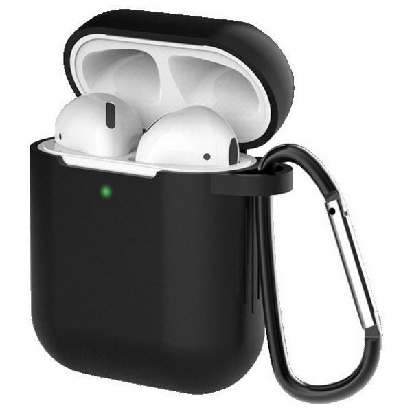 фото Чехол для airpods eva для 1/2 силиконовый с карабином black (cbap40b)