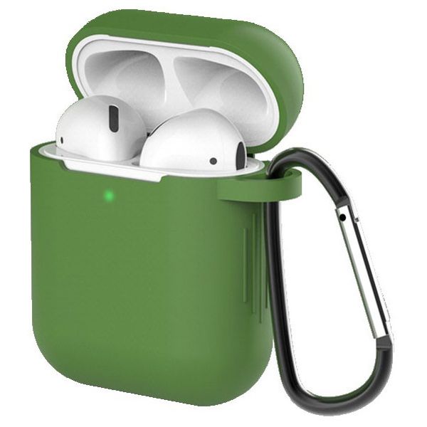 фото Чехол для airpods eva для 1/2 силиконовый с карабином green (cbap40gr)