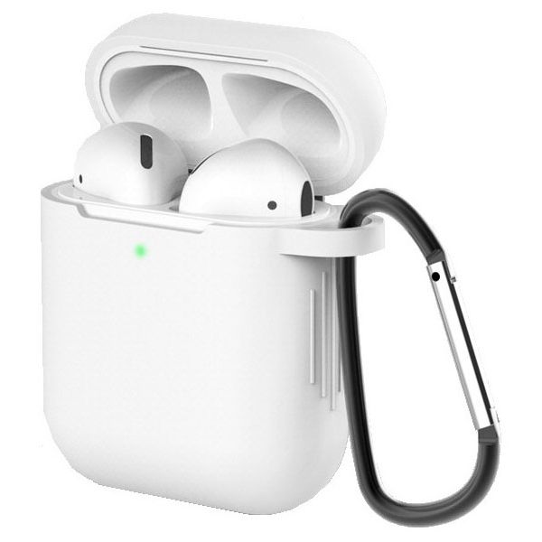 фото Чехол для airpods eva для 1/2 силиконовый с карабином transp.(cbap40tr)