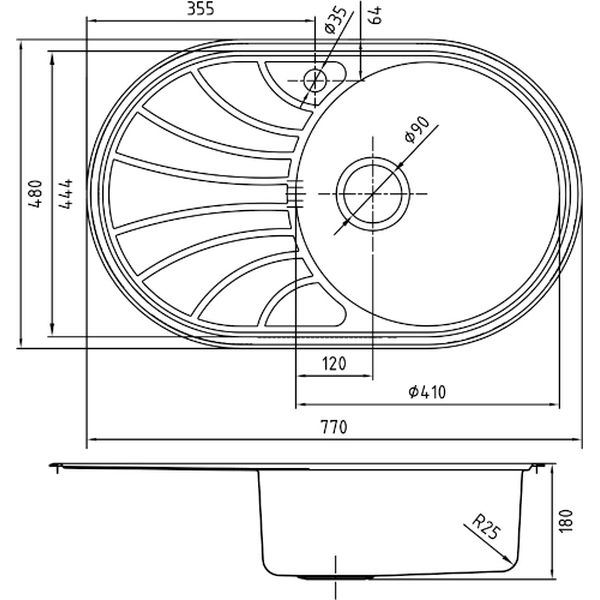 Изображение товара Мойка кухонная Iddis Suno S глянцевый хром (SUN77PRi77)