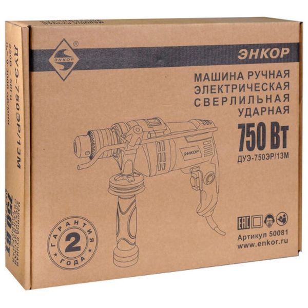 Изображение товара Дрель ударная Энкор ДУЭ-750ЭР/13М (50081)