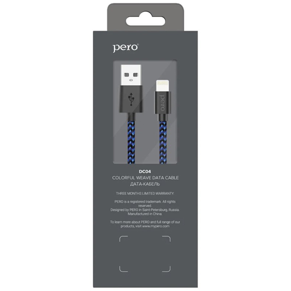 Изображение товара Кабель Pero DC-04 8-pin Lightning,2А,1м(PRDC-048P1MBB)