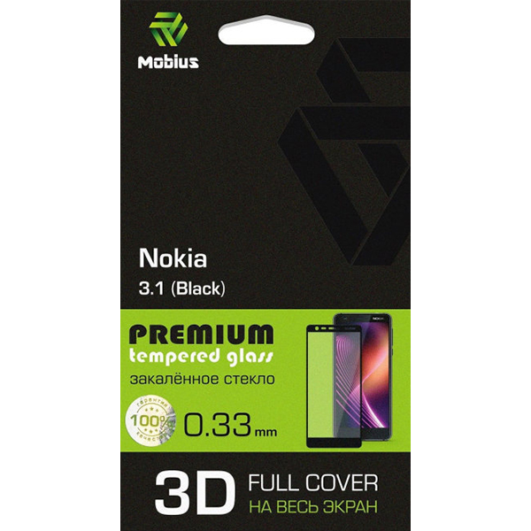 Изображение товара Защитное стекло для смартфона MOBIUS для Nokia 3.1 3D Full Cover (Black)