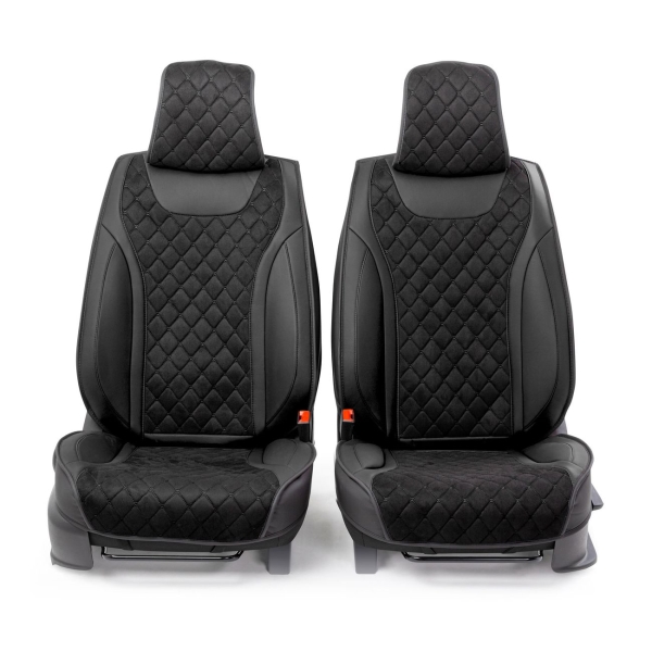 Изображение товара Накидка на сидение CarPerformance 3D на перед.сидения 2 шт.экокожа (CUS-3044 BK/BK)