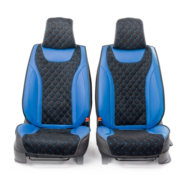 Изображение товара Накидка на сидение CarPerformance 3D на перед.сидения 2 шт.экокожа (CUS-3044 BK/BL)