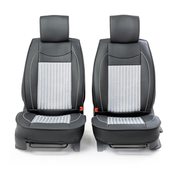Изображение товара Накидка на сидение CarPerformance На перед.сидения 2 шт.экокожа (CUS-2072 BK/GY)