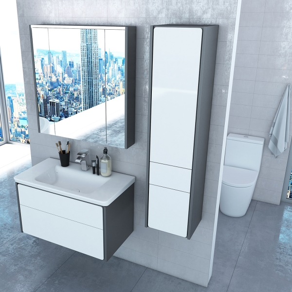 Изображение товара Шкаф-пенал Roca Ronda L лев бел глян/антрац (ZRU9302966)