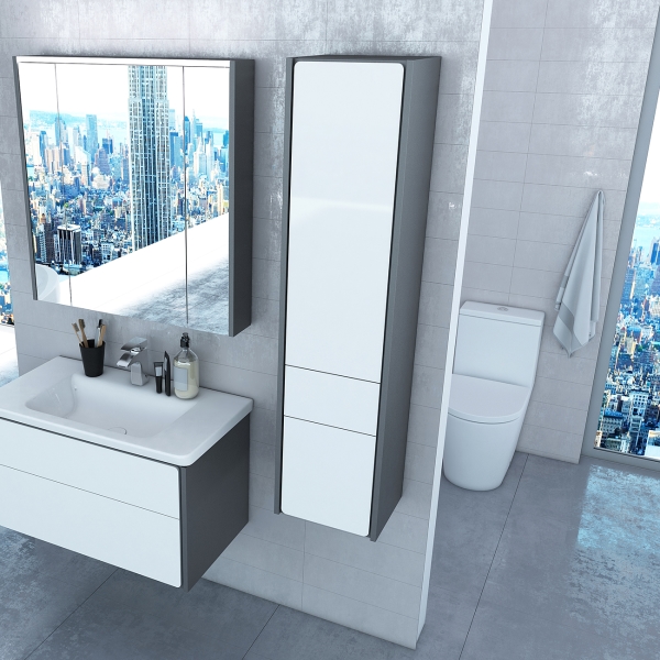 Изображение товара Шкаф-пенал Roca Ronda R бел глян/антрац (ZRU9302967)