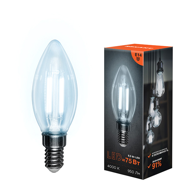 Изображение товара Лампа Rexant CN35 9.5Вт 4000K E14 (604-092) 10шт.