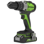 Изображение товара Дрель-шуруповерт аккумуляторная Greenworks GD24DD60K2, 24V, c 1хАКБ 2 Ач и ЗУ в кейсе