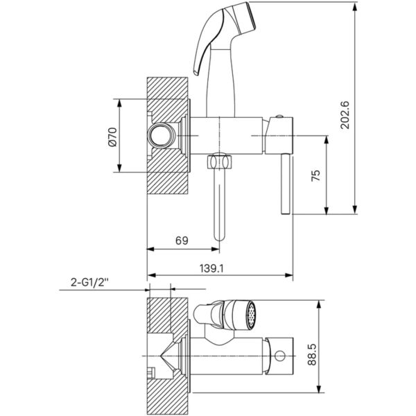 Изображение товара Гигиенический душ Milardo Tidy, черный матовый (001BLR0M08)