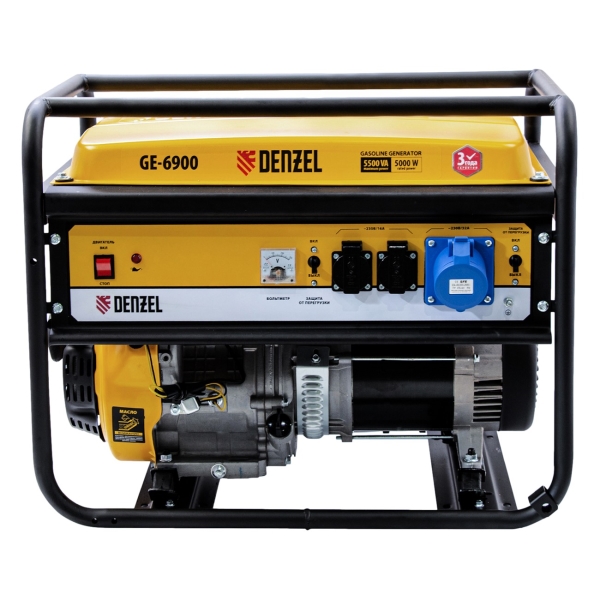 Изображение товара Генератор бензиновый Denzel GE-6900, 5.5 кВт, 25 л (94637)