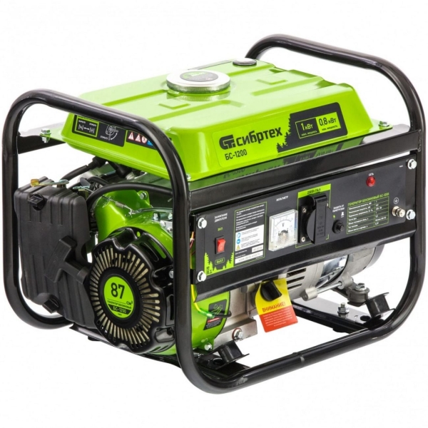 Изображение товара Генератор бензиновый Сибртех БС-1200, 1 кВт, 5.5 л. (94541)