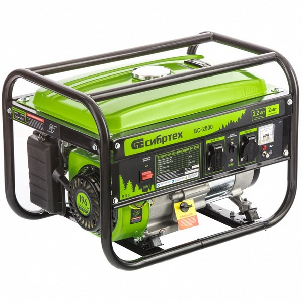 Изображение товара Генератор бензиновый Сибртех БС-2500, 2.2 кВт, 15 л (94542)
