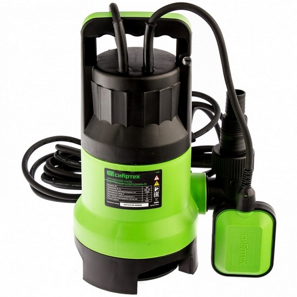 Изображение товара Дренажный насос Сибртех для грязной воды, 13500 л/ч, 9 м (97265)