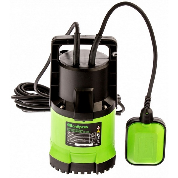 Изображение товара Дренажный насос Сибртех для чистой воды 6500 л/ч, напор 6.5 м (97261)