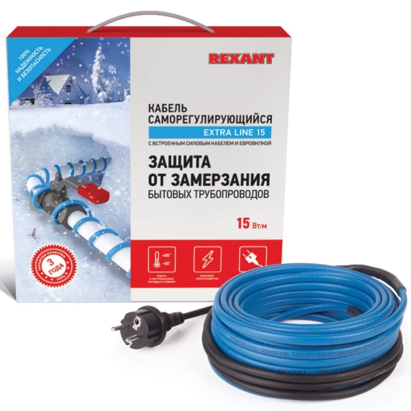 Изображение товара Кабель греющий Rexant на трубу 8м/120Вт