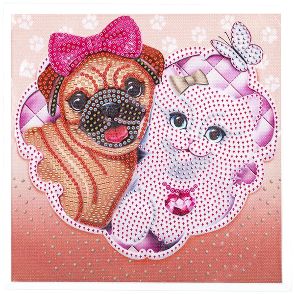 Изображение товара Картина стразами Юнландия Пушистые друзья,20х20см (662439)