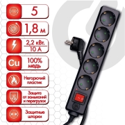 Изображение товара Сетевой фильтр Sonnen U-3518 5 розеток 1,8м черн
