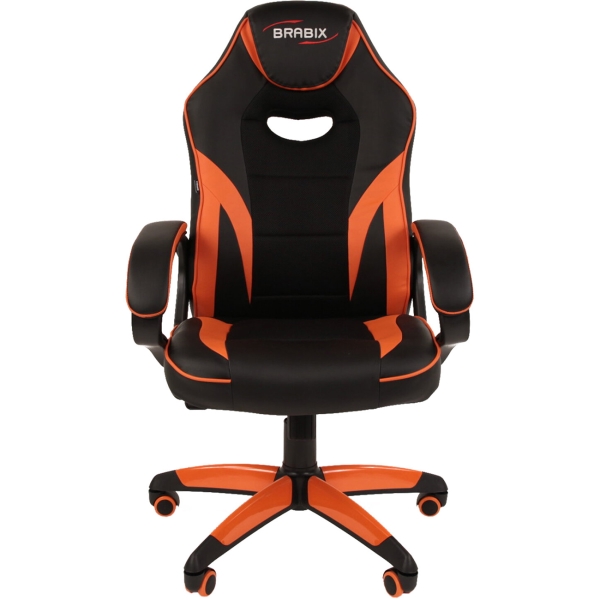 Изображение товара Кресло компьютерное Brabix Accent GM-161, тк/э/кожа, ч/оранж