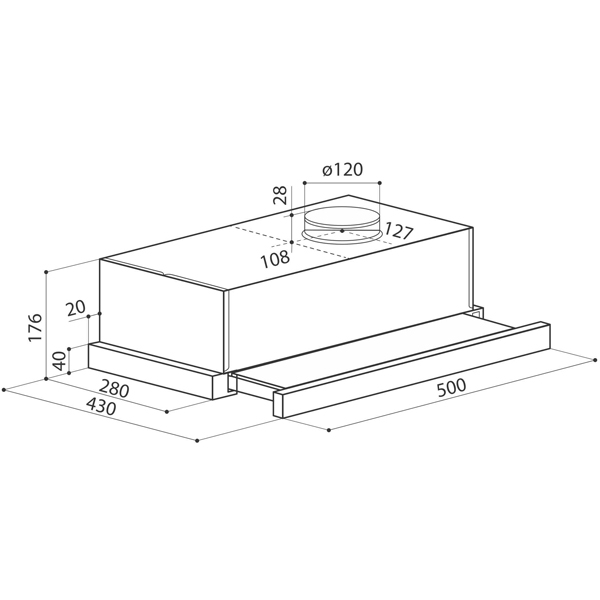 Изображение товара Вытяжка встраиваемая в шкаф LEX Hubble G 500 White