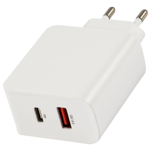 Изображение товара Сетевое зарядное устройство Red Line Tech USB+Type-C PD-30 3A QC3.0+PD30 белый