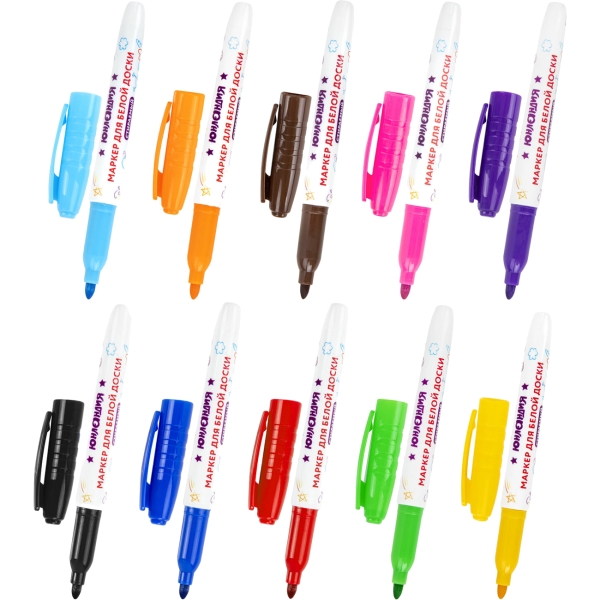 Изображение товара Маркер стираемый для доски Юнландия 10цв.(152100)