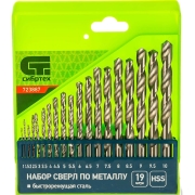 Изображение товара Сверла по металлу Сибртех 1-10 мм, набор из 19 шт., в кейсе (723887)