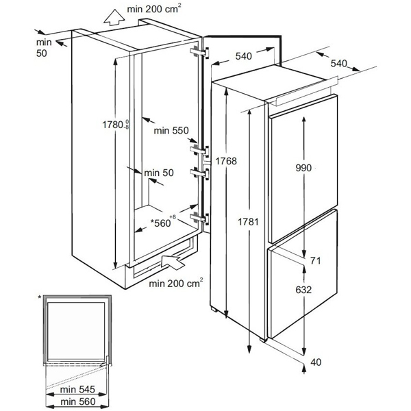 Изображение товара Встраиваемый холодильник комби LEX RBI 201 NF