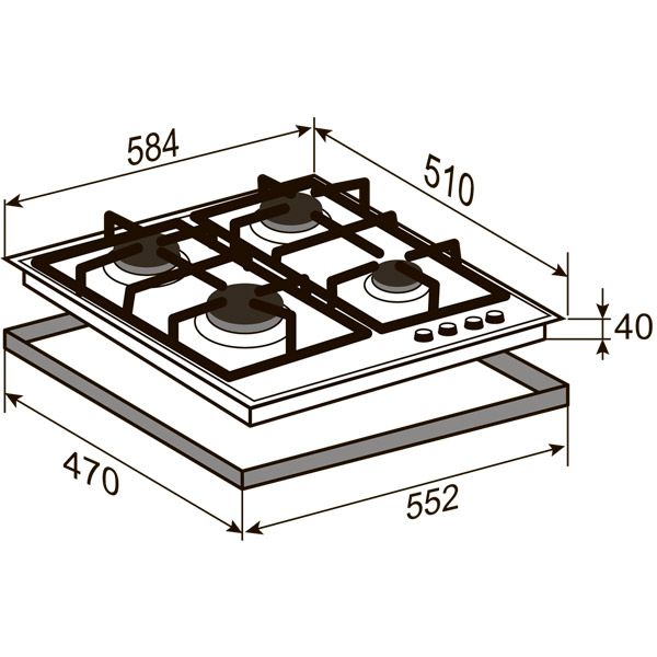 Изображение товара Встраиваемая газовая панель независимая Zigmund & Shtain MN 185.61 B