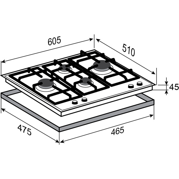 Изображение товара Встраиваемая газовая панель независимая Zigmund & Shtain MN 155.61 B