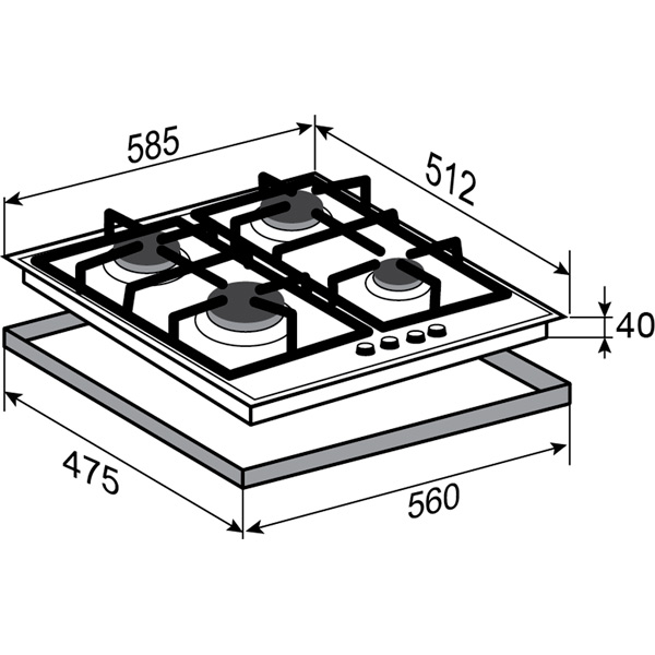Изображение товара Встраиваемая газовая панель независимая Zigmund & Shtain MN 175.61 B