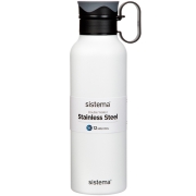 Изображение товара Бутылка для воды Sistema 565 Стальная с петелькой 600мл белая