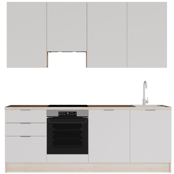 Изображение товара Кухня модульная GoodLine 2400R с правой столешницей 240 см, сонома/белый лак