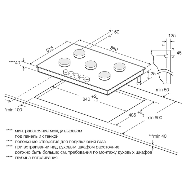 Изображение товара Встраиваемая газовая панель независимая Graude GS 90.1 SM