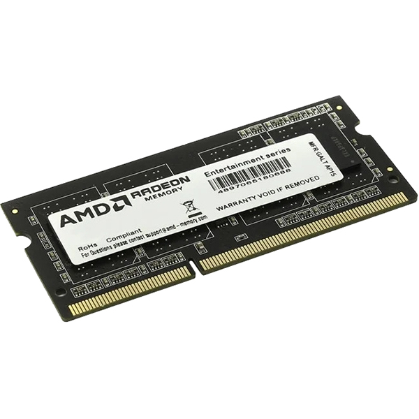 Оперативная память AMD Radeon R5 Entertainment Series Black R534G1601S1S-U DDR3 4GB 1600МГц SO-DIMM Radeon R5 Entertainment Series Black R534G1601S1S-U DDR3 4GB 1600МГц SO-DIMM
