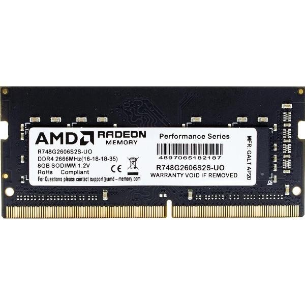 Оперативная память AMD Radeon R7 Performance Series Black R748G2606S2S-U DDR4 8GB 2666МГц SO-DIMM Radeon R7 Performance Series Black R748G2606S2S-U DDR4 8GB 2666МГц SO-DIMM