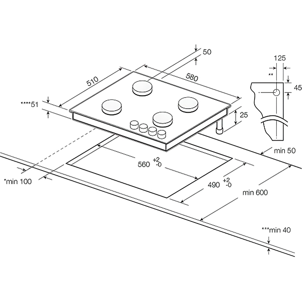 Изображение товара Встраиваемая газовая панель независимая Graude GS 60.3 W