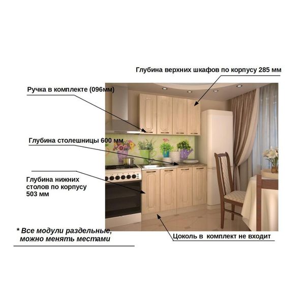 Изображение товара Кухня модульная Кухни РМ Грецкий орех 120 см (5 пред)