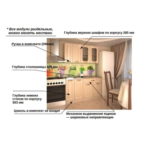 Изображение товара Кухня модульная Кухни РМ Грецкий орех 140 см (6 пред)