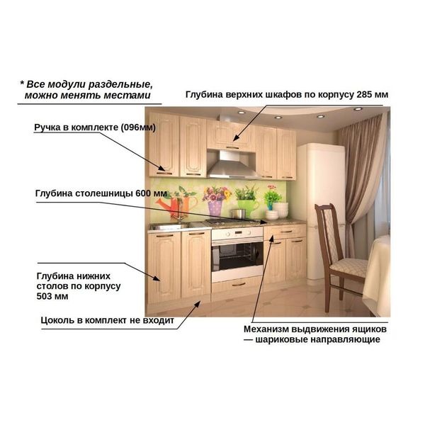 Изображение товара Кухня модульная Кухни РМ Грецкий орех 180 см (арт. 7а) (8 пред)