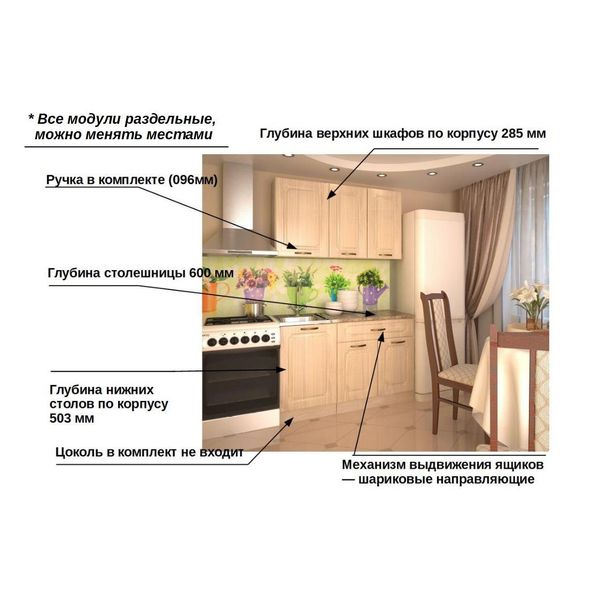 Изображение товара Кухня модульная Кухни РМ Грецкий орех 130 см (5 пред)