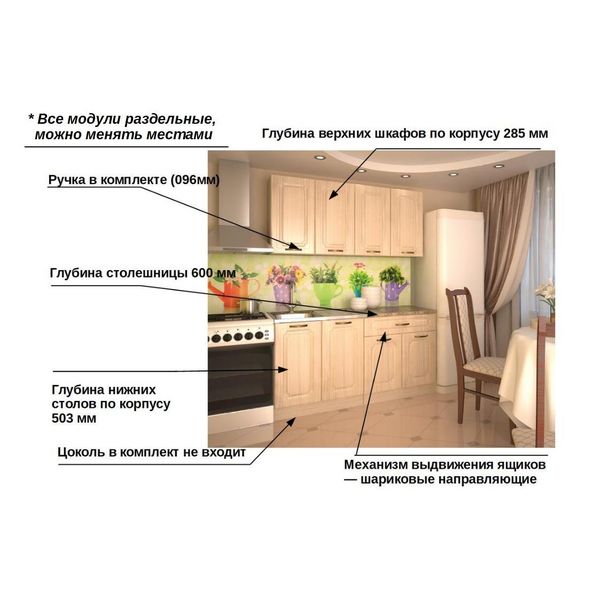 Изображение товара Кухня модульная Кухни РМ Грецкий орех 160 см (арт. 9) (5 пред)